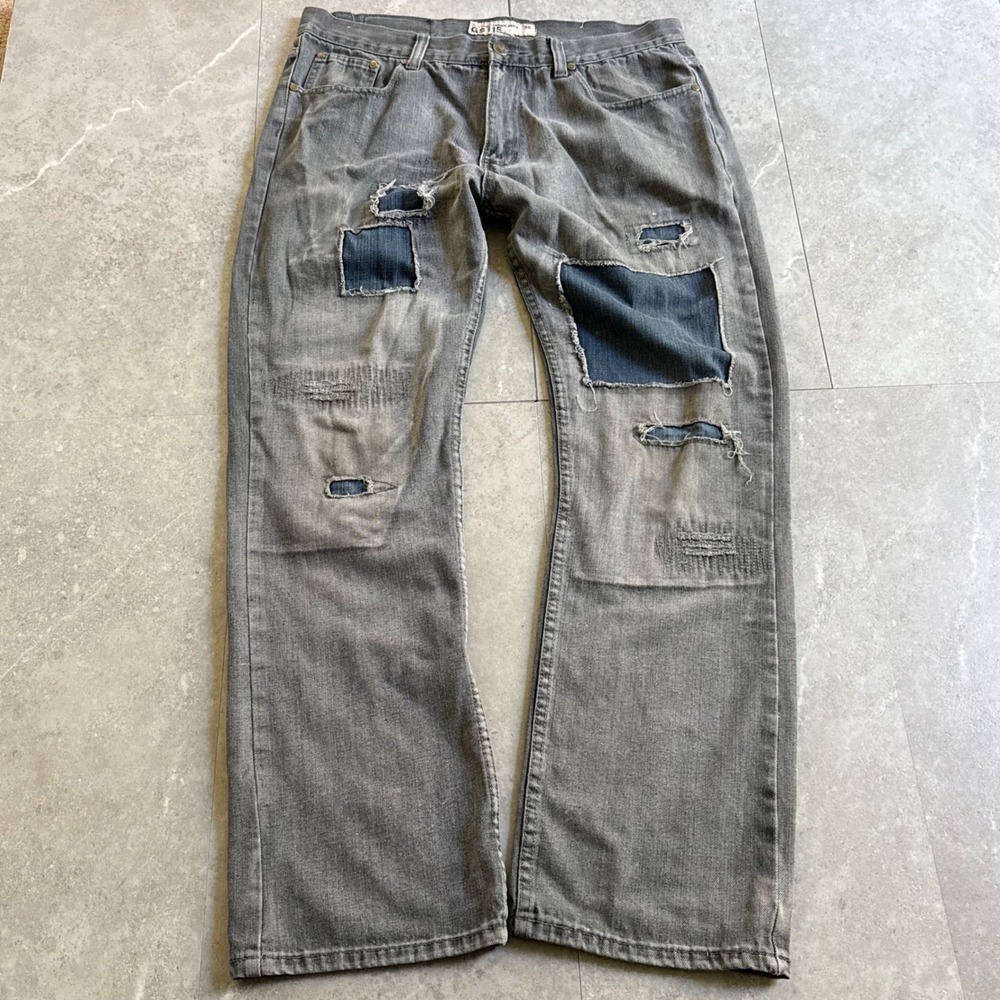 Vintage GS115 Distressed Patchwork Denim Jeans 36